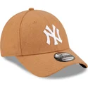 mutzen-gebogen-braun-verstellbares-band-9forty-the-league-melton-wool-der-new-york-yankees-mlb-von-new-era