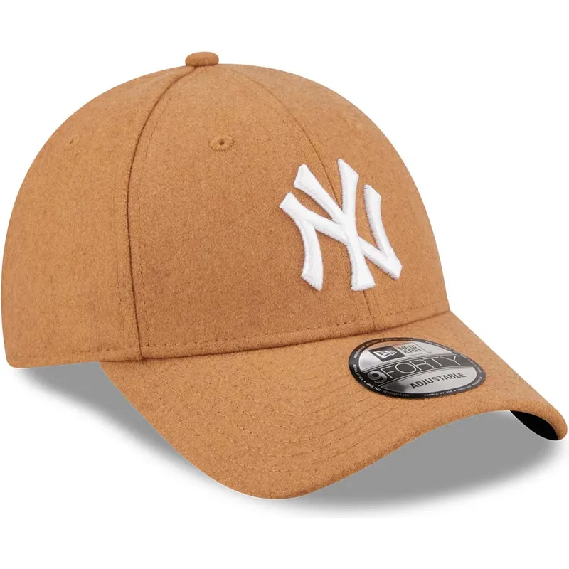 mutzen-gebogen-braun-verstellbares-band-9forty-the-league-melton-wool-der-new-york-yankees-mlb-von-new-era
