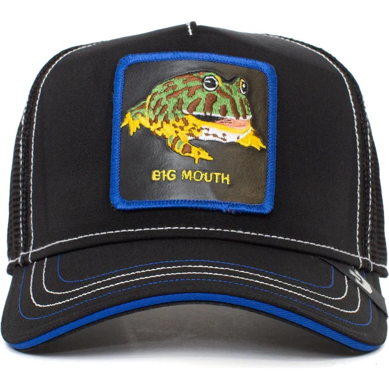 trucker-cap-schwarz-und-blau-frosch-big-mouth-puck-yeah-the-farm-von-goorin-bros