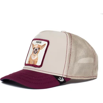 casquette-trucker-beige-et-grenat-chien-chihuahua-fierce-yo-quiero-the-farm-goorin-bros