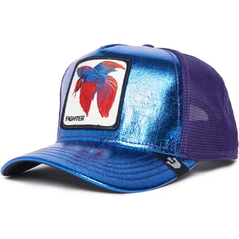 mutzen-gebogen-blau-snapback-pez-luchador-der-siam-fighter-blue-light-metallic-the-farm-the-farm-von-goorin-bros