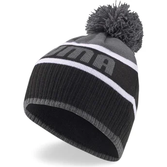 Puma Black and Grey Beanie with Pompom