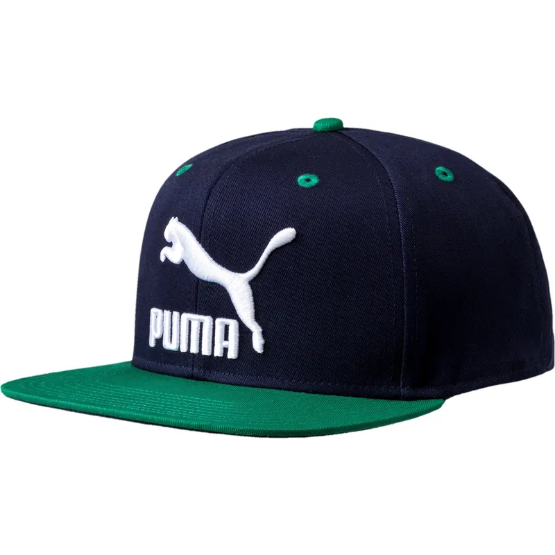 Casquette plate bleue marine et verte snapback LS Colour Block Puma Caphunters.lu