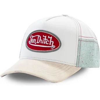 Von Dutch Curved Brim KYS White and Beige Snapback Cap