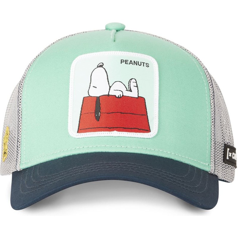 capslab-snoopy-pe2-peanuts-green-grey-and-navy-blue-trucker-hat