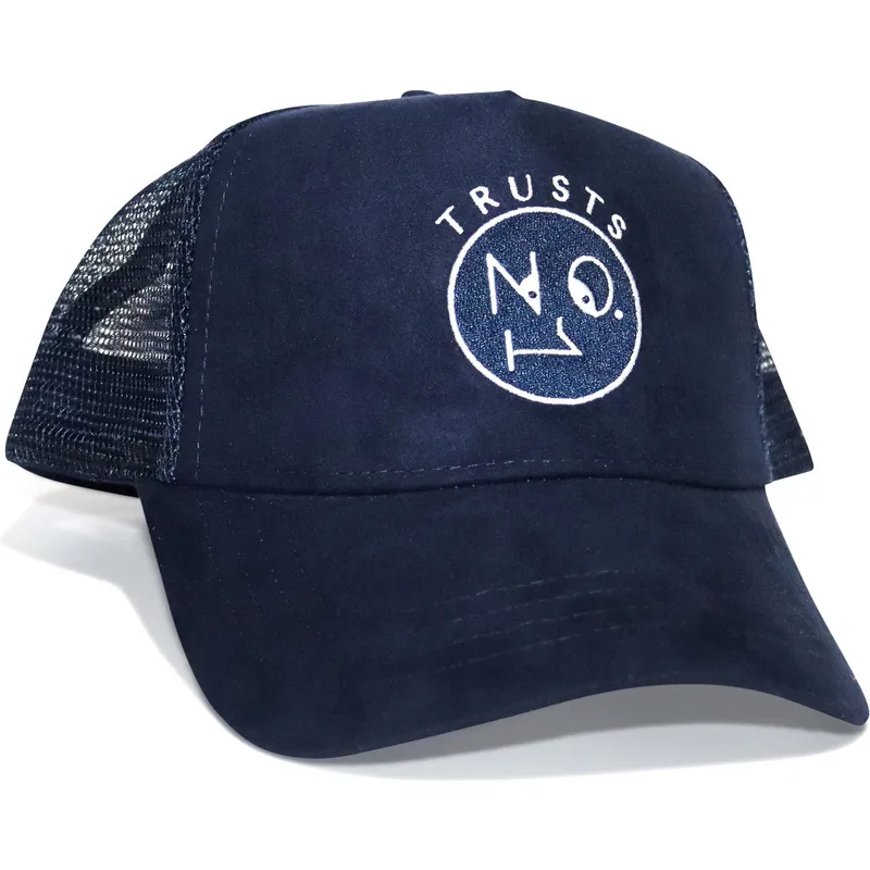trucker-cap-marineblau-trusts-no1-suede-navy-white-logo-von-the-no1-face trucker-cap-marineblau-trusts-no1-suede-navy-white-logo-von-the-no1-face