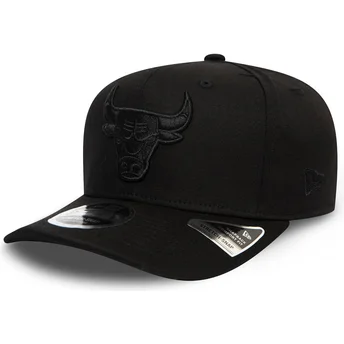 New Era Curved Brim Black Logo 9FIFTY Tonal Stretch Snap Chicago Bulls NBA Black Snapback Cap