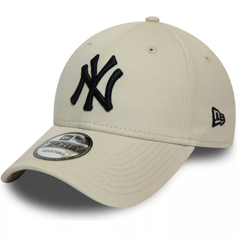 new-era-curved-brim-black-logo-9forty-league-essential-new-york-yankees-mlb-beige-adjustable-cap