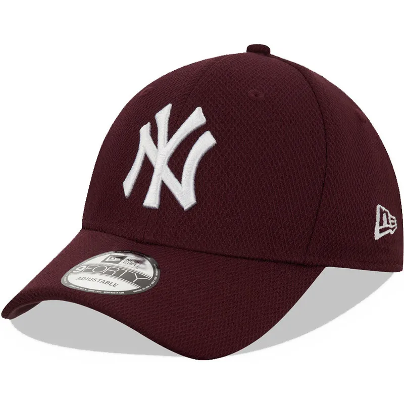 mutzen-gebogen-rot-verstellbares-band-granate-9forty-diamond-era-der-new-york-yankees-mlb-von-new-era