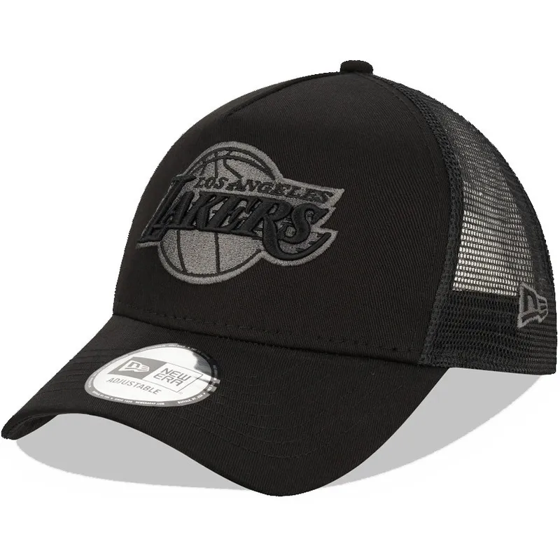 schwarze-trucker-kappe-mit-schwarzem-logo-9forty-a-frame-tonal-der-los-angeles-lakers-nba-von-new-era