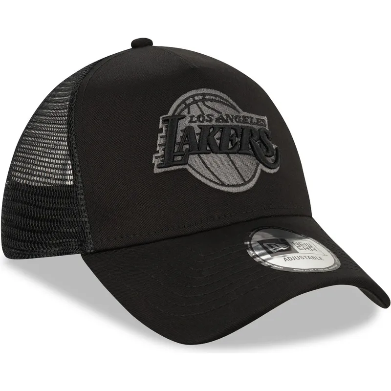 schwarze-trucker-kappe-mit-schwarzem-logo-9forty-a-frame-tonal-der-los-angeles-lakers-nba-von-new-era