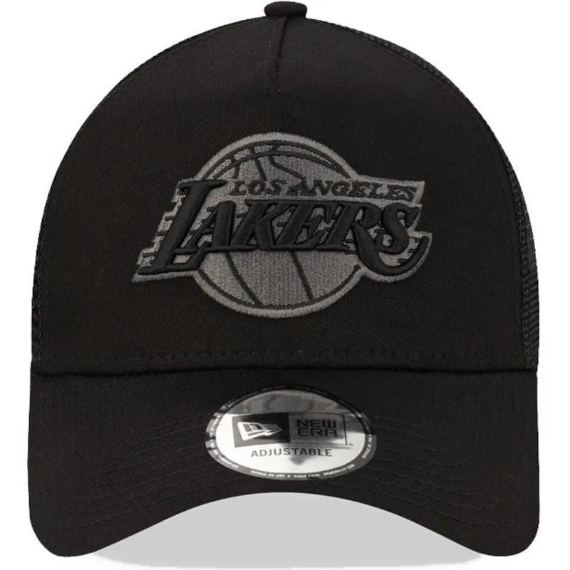 schwarze-trucker-kappe-mit-schwarzem-logo-9forty-a-frame-tonal-der-los-angeles-lakers-nba-von-new-era