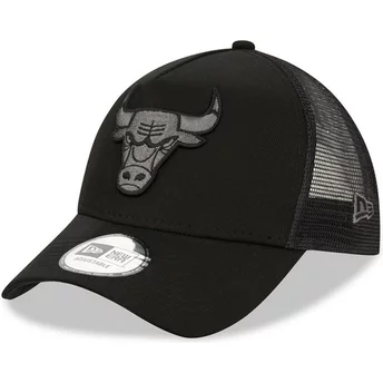 Casquette trucker noire avec logo noir 9FORTY A Frame Tonal Chicago Bulls NBA New Era