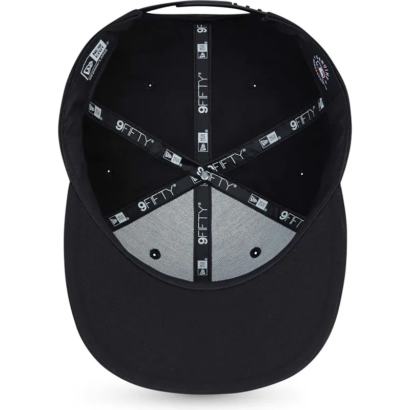 schwarze-flache-snapback-kappe-mit-schwarzem-logo-9fifty-der-los-angeles-dodgers-mlb-von-new-era schwarze-flache-snapback-kappe-mit-schwarzem-logo-9fifty-der-los-angeles-dodgers-mlb-von-new-era