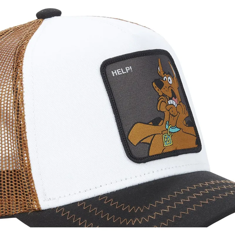 weisse-braune-und-schwarze-trucker-kappe-scooby-doo-help-rel-scooby-doo-von-capslab weisse-braune-und-schwarze-trucker-kappe-scooby-doo-help-rel-scooby-doo-von-capslab