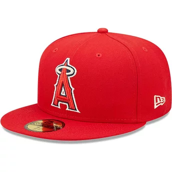 Casquette plate rouge ajustée 59FIFTY Authentic On Field Los Angeles Angels MLB New Era