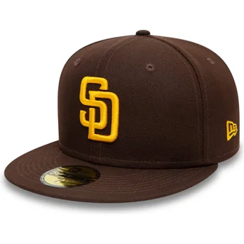 Mützen flach braun angepasst 59FIFTY Authentic On Field der San Diego Padres MLB von New Era