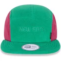 new-era-flat-brim-camper-polartec-fleece-green-and-pink-adjustable-cap