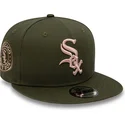 mutzen-flach-grun-snapback-rosa-9fifty-side-patch-der-chicago-white-sox-mlb-von-new-era