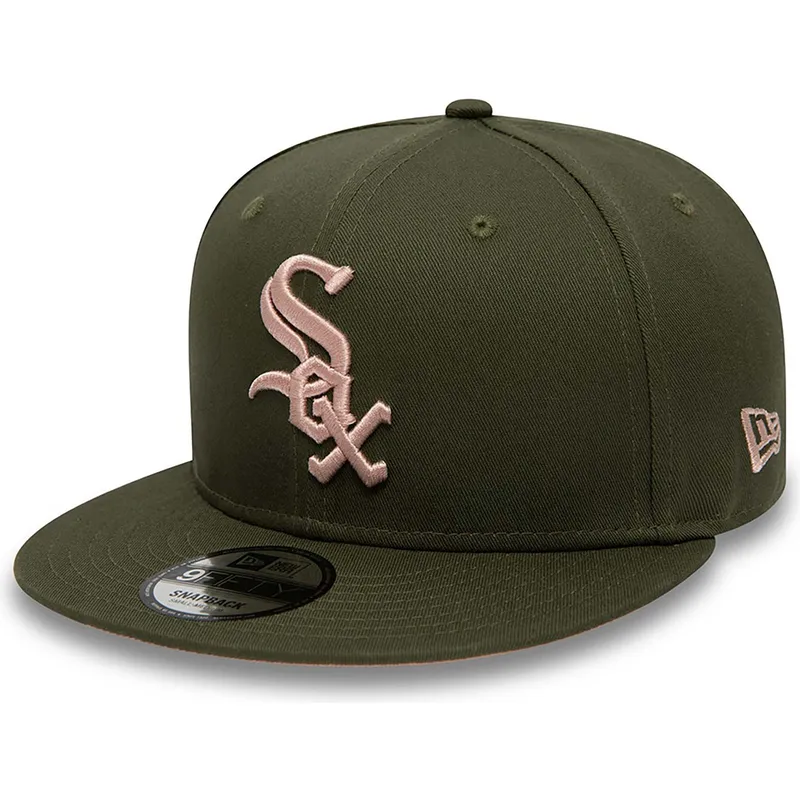 mutzen-flach-grun-snapback-rosa-9fifty-side-patch-der-chicago-white-sox-mlb-von-new-era
