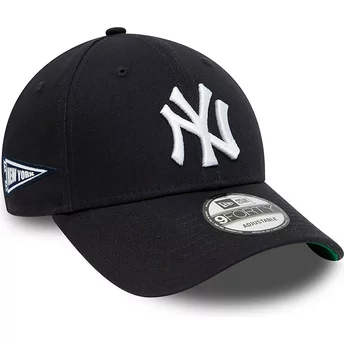 New Era Curved Brim 9FORTY Team Side Patch New York Yankees MLB Navy Blue Adjustable Cap