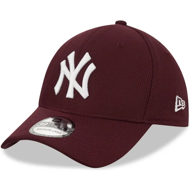 mutzen-gebogen-rot-angepasst-granate-39thirty-diamond-era-der-new-york-yankees-mlb-von-new-era