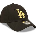 new-era-curved-brim-youth-golden-logo-9forty-league-essential-los-angeles-dodgers-mlb-black-adjustable-cap