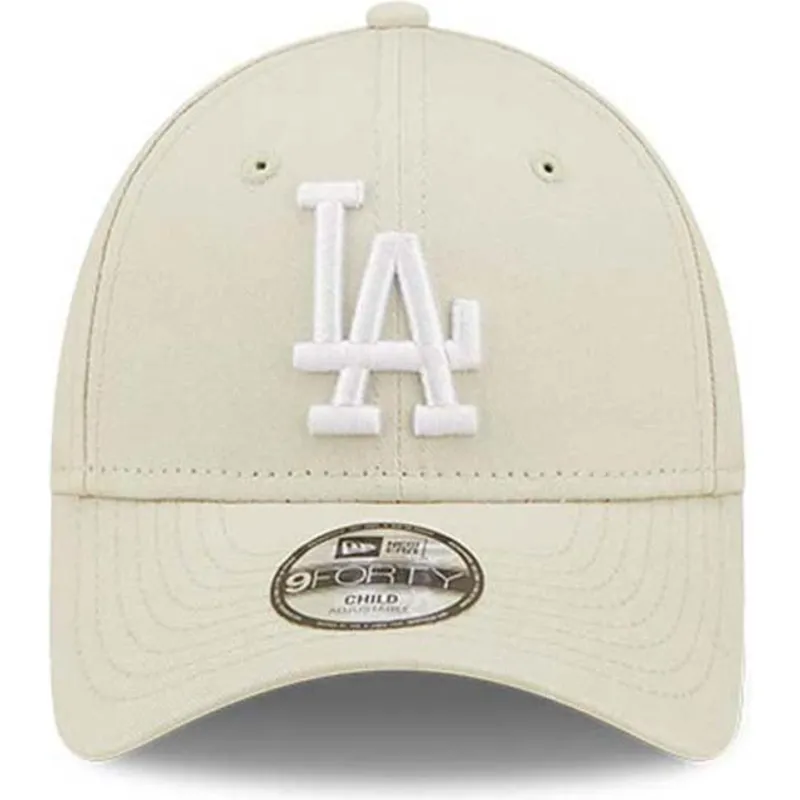 mutzen-gebogen-beige-verstellbares-band-fur-kinder-9forty-league-essential-der-los-angeles-dodgers-mlb-von-new-era