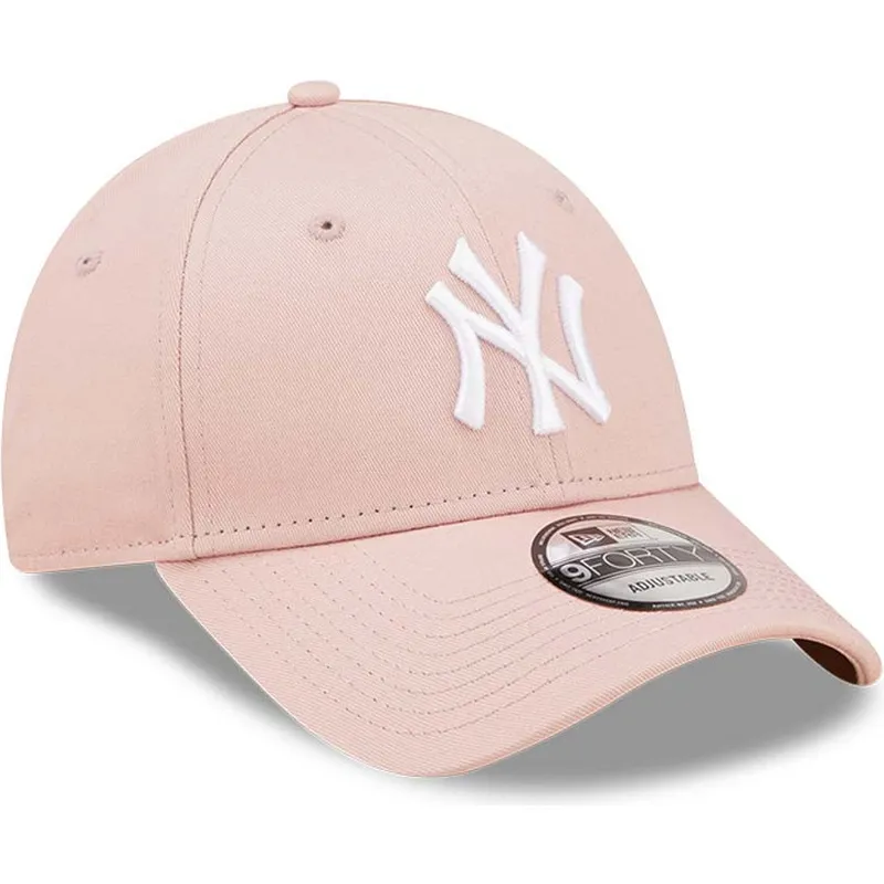 mutzen-gebogen-rosa-verstellbares-band-9forty-league-essential-der-new-york-yankees-mlb-von-new-era
