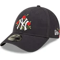 mutzen-gebogen-marineblau-verstellbares-band-9forty-flower-der-new-york-yankees-mlb-von-new-era