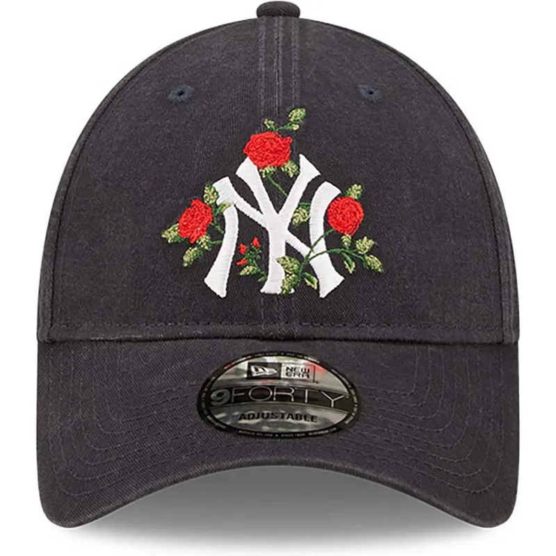 mutzen-gebogen-marineblau-verstellbares-band-9forty-flower-der-new-york-yankees-mlb-von-new-era