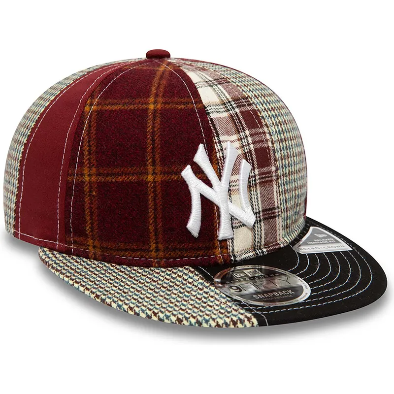 mutzen-flach-rot-verstellbares-band-9fifty-patch-panel-der-new-york-yankees-mlb-von-new-era
