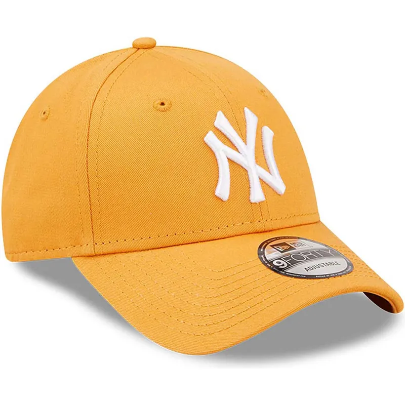 mutzen-gebogen-orange-verstellbares-band-9forty-league-essential-der-new-york-yankees-mlb-von-new-era