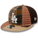 casquette-plate-marron-ajustable-9fifty-patch-panel-los-angeles-dodgers-mlb-new-era