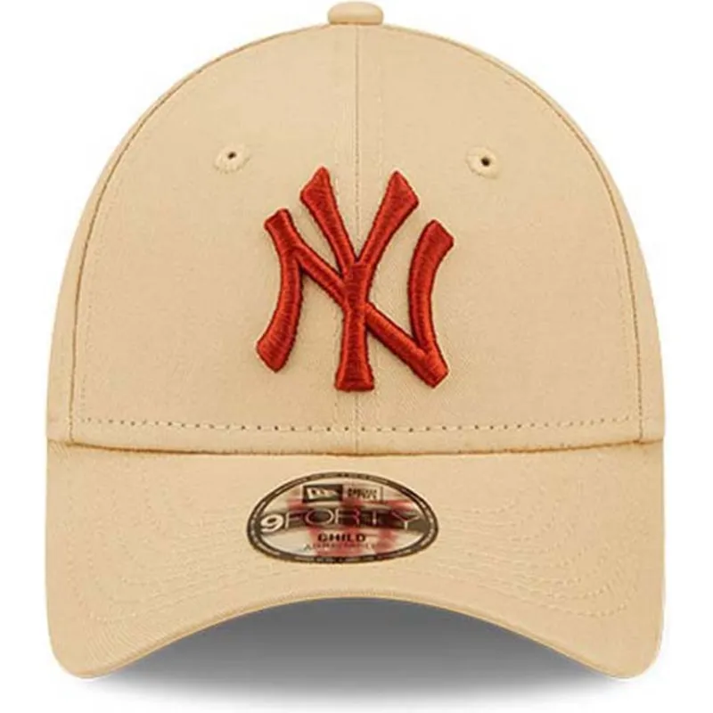 mutzen-gebogen-beige-verstellbares-band-fur-kinder-marron-9forty-league-essential-der-new-york-yankees-mlb-von-new-era