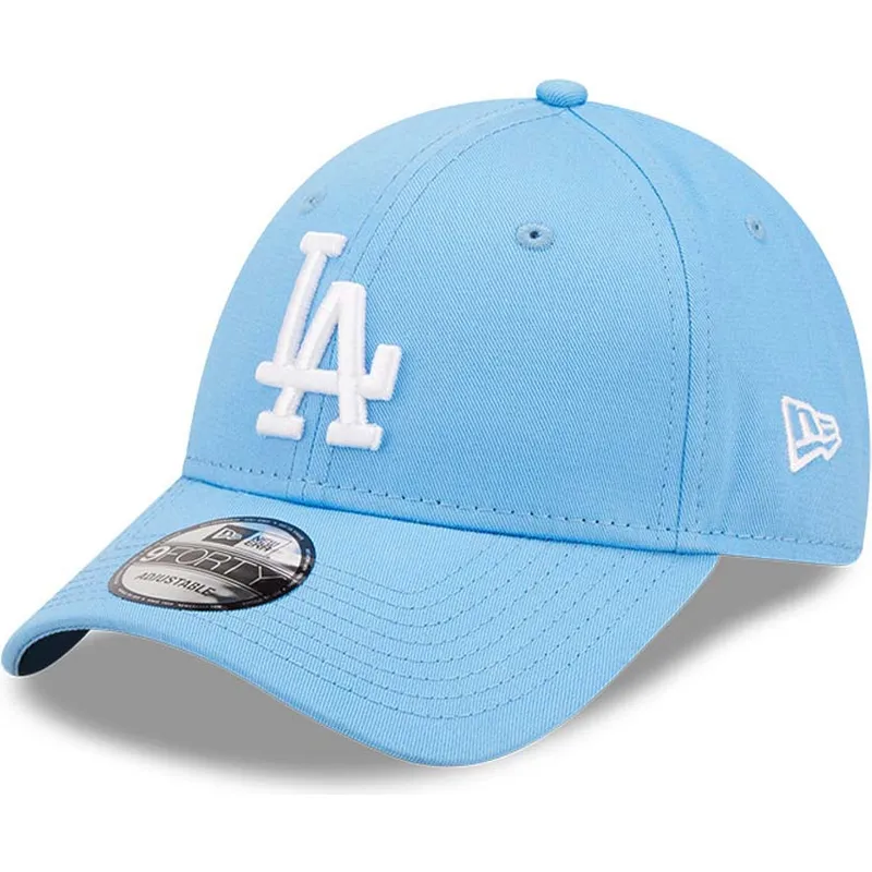 mutzen-gebogen-blau-verstellbares-band-9forty-league-essential-der-los-angeles-dodgers-mlb-von-new-era