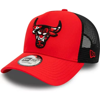 New Era A Frame Camo Infill Chicago Bulls NBA Red and Black Trucker Hat
