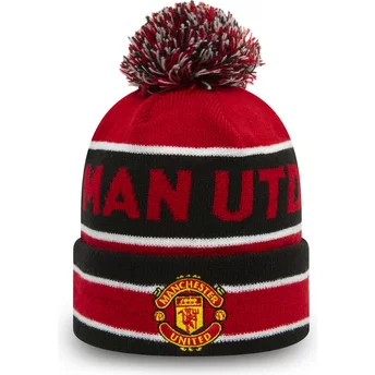 Bonnet rouge et noir avec pompom Cuff Jake Manchester United Football Club Premier League New Era
