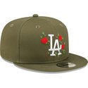 new-era-flat-brim-9fifty-flower-los-angeles-dodgers-mlb-green-snapback-cap