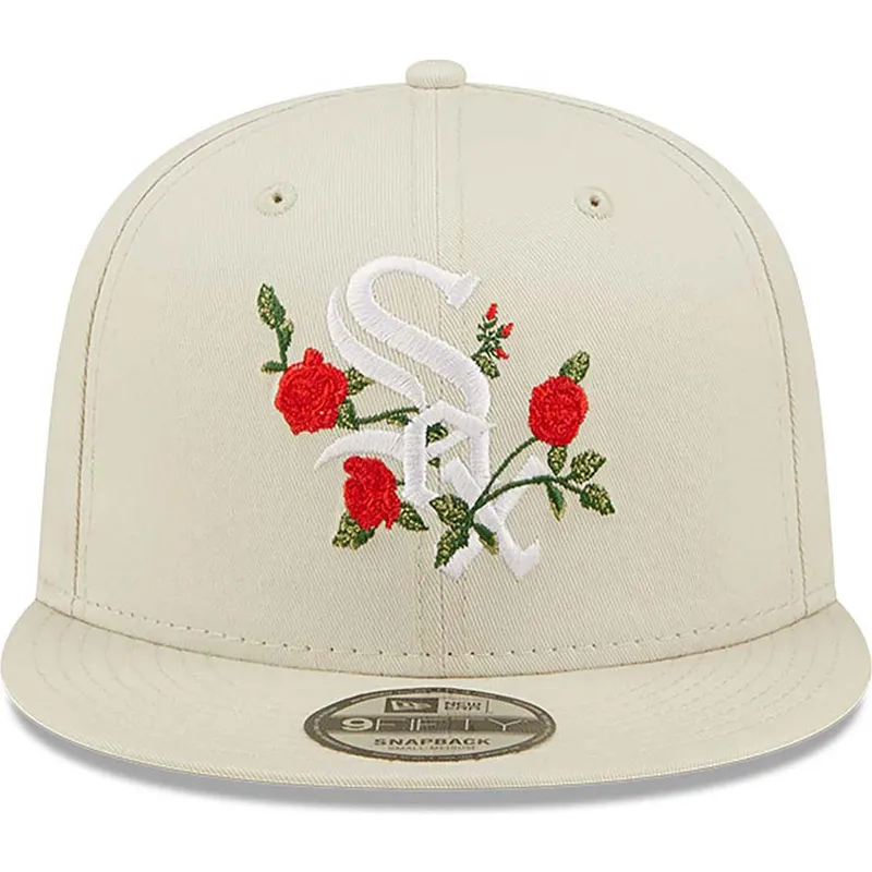 mutzen-flach-beige-snapback-9fifty-flower-der-chicago-white-sox-mlb-von-new-era
