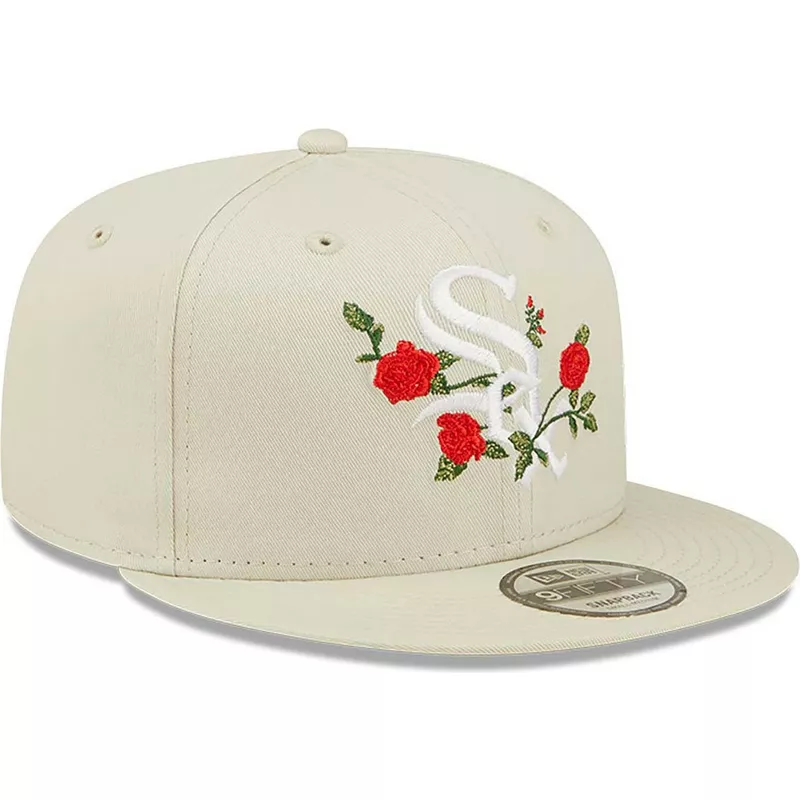 casquette-plate-beige-snapback-9fifty-flower-chicago-white-sox-mlb-new-era