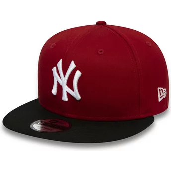 Casquette plate rouge et noire snapback 9FIFTY Colour Block New York Yankees MLB New Era