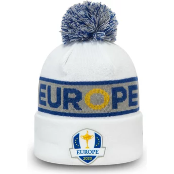 New Era Cuff Friday Bobble Ryder Cup Europe White and Blue Beanie with Pompom