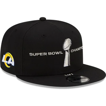New Era Flat Brim 9FIFTY Parade Super Bowl Champions LVI 2022 Los Angeles Rams NFL Black Snapback Cap