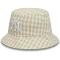 new-era-women-tapered-gingham-beige-bucket-hat