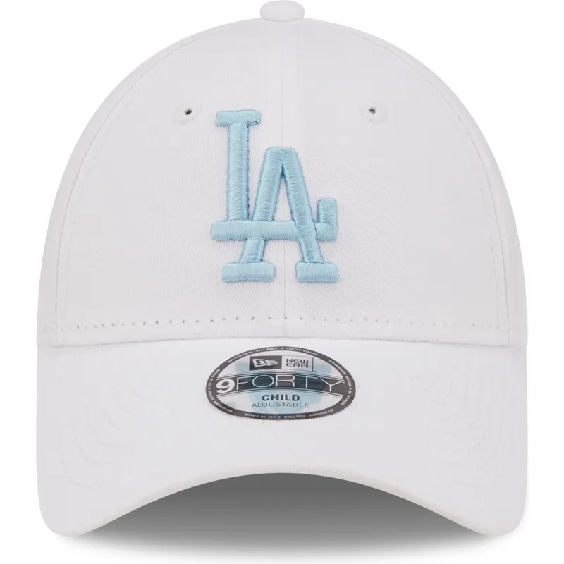 mutzen-gebogen-weiss-verstellbares-band-fur-kinder-9forty-league-essential-der-los-angeles-dodgers-mlb-von-new-era