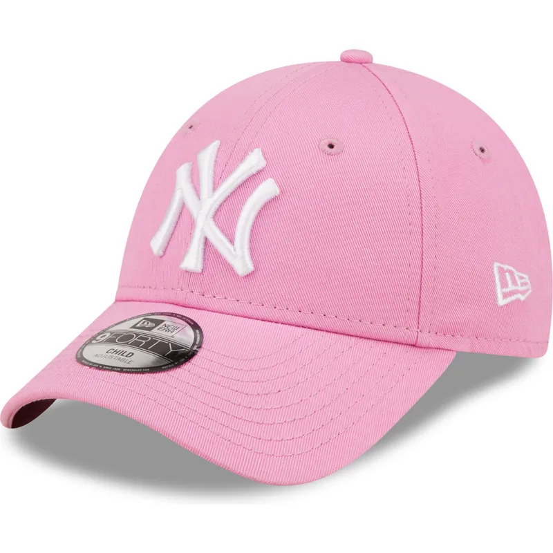 mutzen-gebogen-rosa-verstellbares-band-fur-kinder-9forty-league-essential-der-new-york-yankees-mlb-von-new-era
