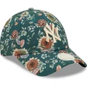 casquette-courbee-verte-ajustable-pour-femme-9forty-all-over-print-floral-new-york-yankees-mlb-new-era