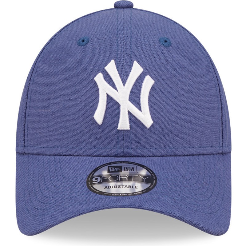 new-era-curved-brim-9forty-linen-new-york-yankees-mlb-blue-adjustable-cap