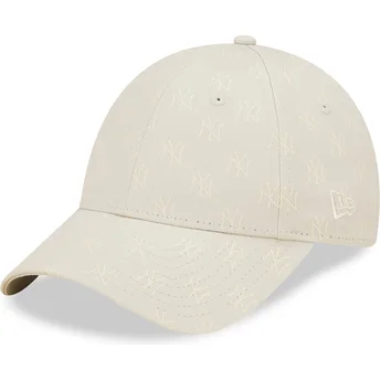 Mützen gebogen beige verstellbares band 9FORTY Monogram der New York Yankees MLB von New Era